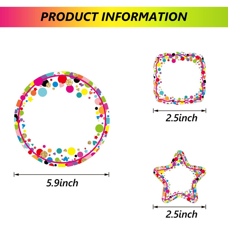 Zonon 72 Pieces Confetti Accents Round Confetti Cutouts Pentagram Confetti Cutouts Square Confetti Accents for Classroom Decor Bulletin Board School Playroom Baby Nursery Kids Art Studio (5.9 Inch Diameter) - Image 2